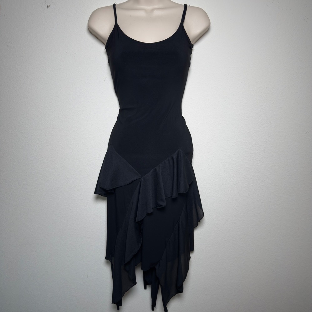 VTG Y2K Truelight Women Fairy Grunge Dress M Black Asymmetrical Whimsigoth
